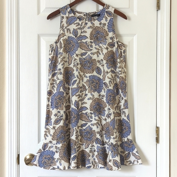 Tommy Hilfiger Provincial Paisley Linen Blend Sleeveless Flounce Hem Mini Dress - Picture 1 of 12